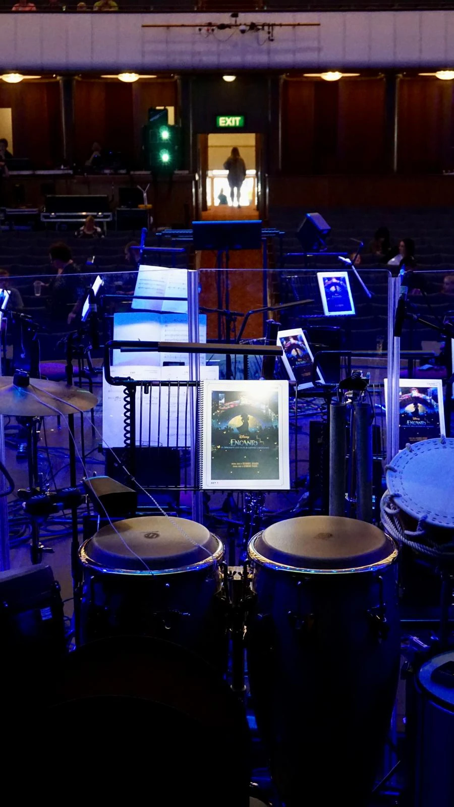 Guitar amps and pedalboards lined up for a multi-band festival day